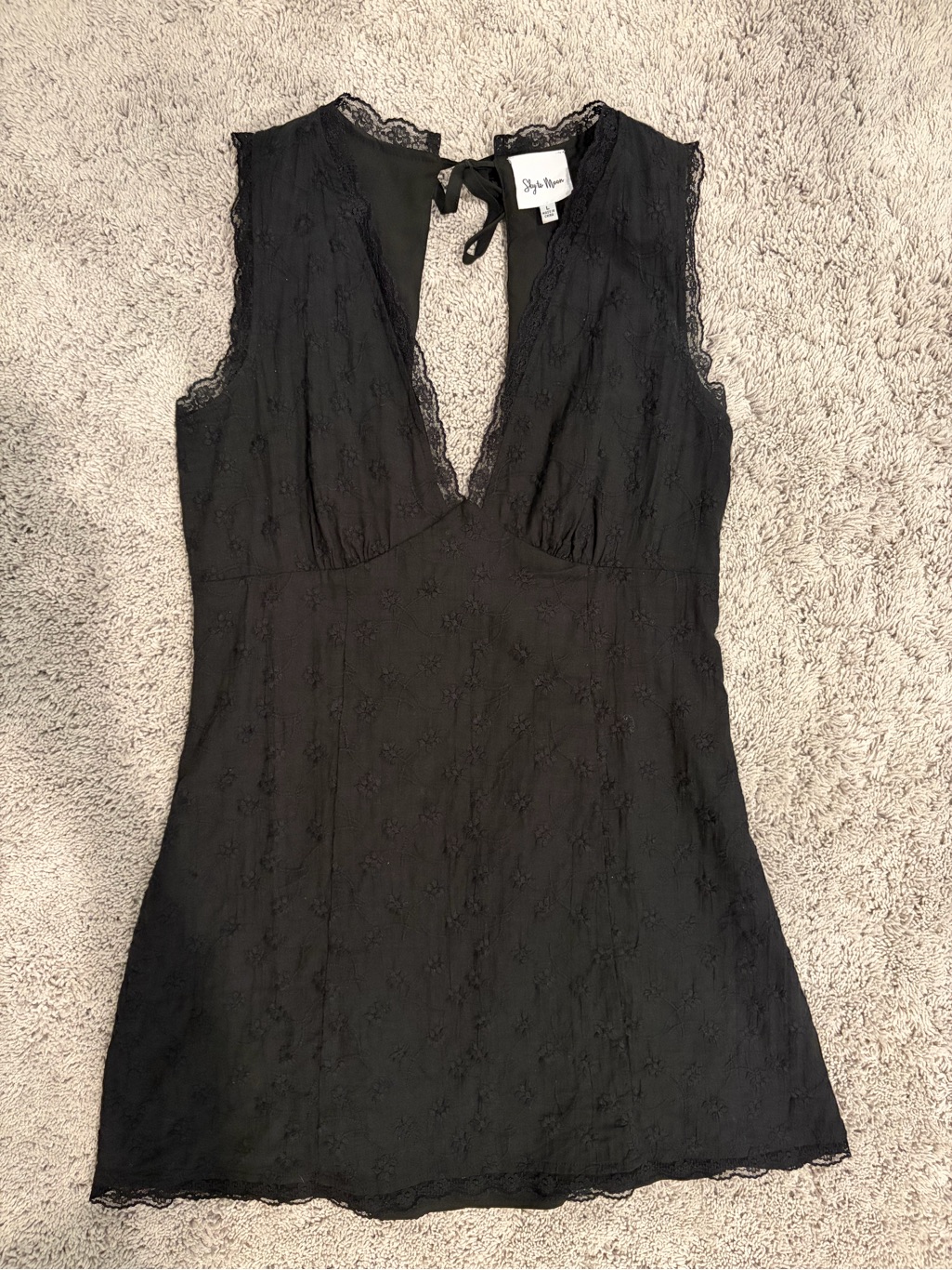 Nwot Hazel & Olive Enlighten Me Eyelet Mini Dress In Black — image 3 of 5